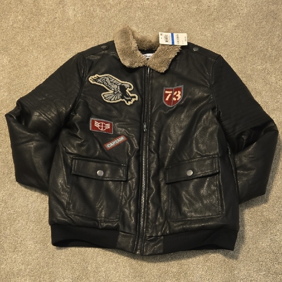 Other - Epic Threads Black Bomber Jacket with Patches Boys Size XL